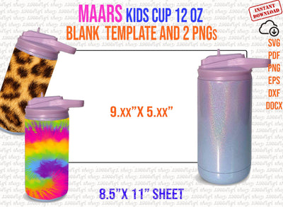 Maars Kids Cup 12 oz Template, Maars Tumbler 12oz Template Svg Wrap for Maars Kids Cup 12 oz Sublimation Template for Maars Svg Dxf Docx Eps SVG 1966digi 