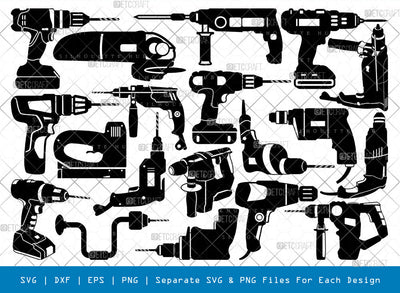 Machine Drill SVG, Drill Silhouette, Mechanical Tools Svg, Hand Tools Svg, Cordless Drill Svg, Power Drill Svg, Electric Drill Svg, Drill Bundle, SVG ETC Craft 