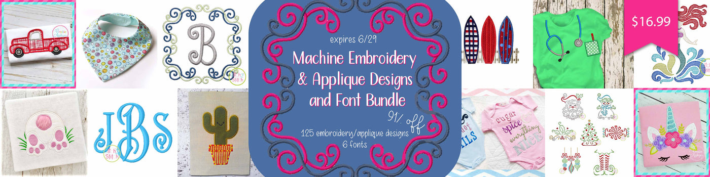 Machine Embroidery & Applique Designs and Fonts Bundle