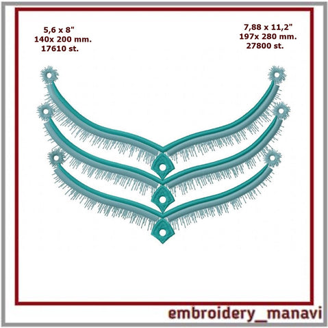 Machine Embroidery Design Cutwork Wings with Fringe. Embroidery/Applique DESIGNS Embroidery Manavi 05 