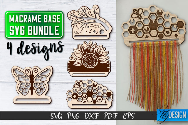 Macrame Base SVG Bundle | Macrame Cut SVG | CNC files SVG Fly Design 