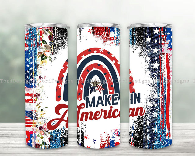 Made in America 4th of July Tumbler PNG, Made in the USA Rainbow Tumbler Sublimation Design Download Sublimation ToriDesigns 