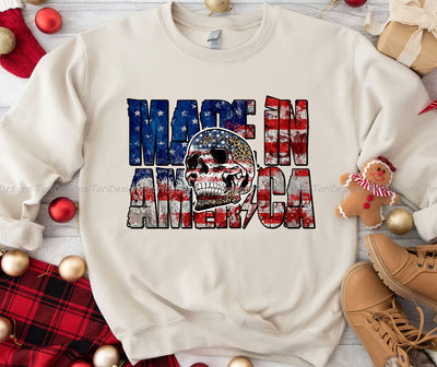 Made in America Skull PNG, Made in USA Png, July 4th png, Patriotic png, America Retro Png, Sublimation Design Download Sublimation ToriDesigns 