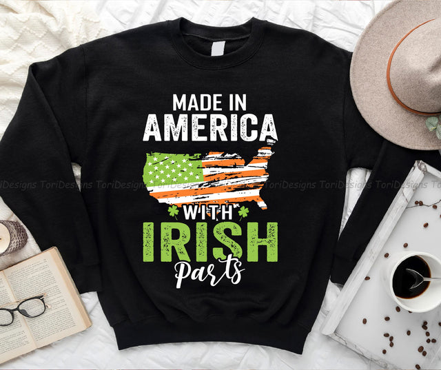 Made In America With Irish Parts png, Funny St Patrick's Day Png Digital Download Sublimation ToriDesigns 