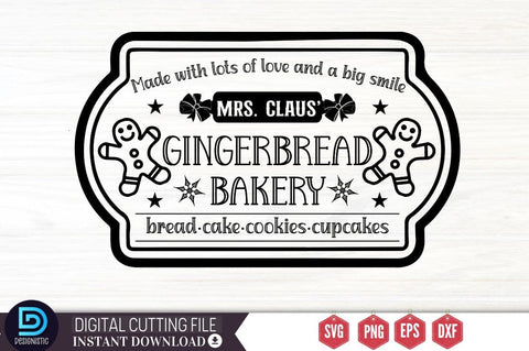 Made with lots of love and a big smile mrs. claus' gingerbread bakery bread cake cookies cupcakes SVG SVG DESIGNISTIC 
