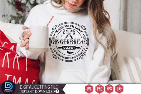 Made with love gingerbread bakery candy cookies pies cakes SVG SVG DESIGNISTIC 