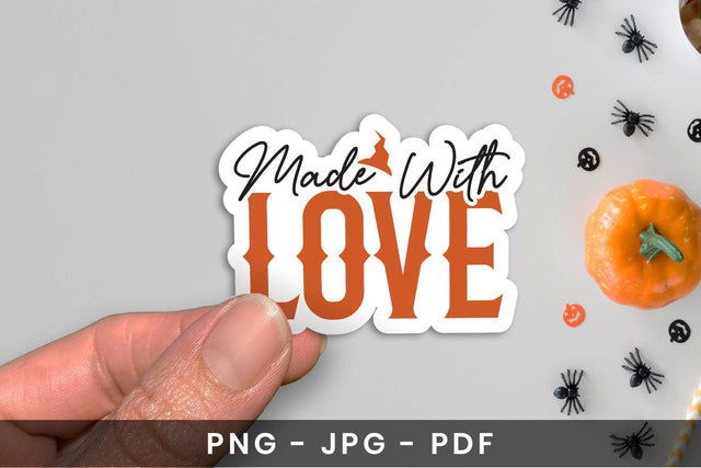 Made with Love - Halloween Printable Sticker Sublimation CraftLabSVG 
