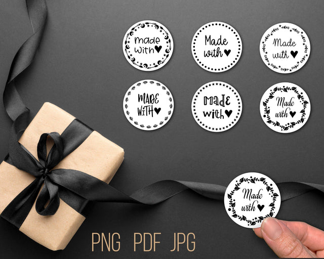 Made with love stickers, clipart, print and cut Digital Pattern Boertiek 