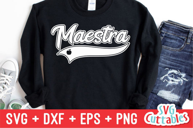 Maestra svg - Teacher svg - Teacher Cut File - Text Tail - Swoosh - svg - dxf - eps - png - Cut File - Silhouette - Cricut - Digital File SVG Svg Cuttables 