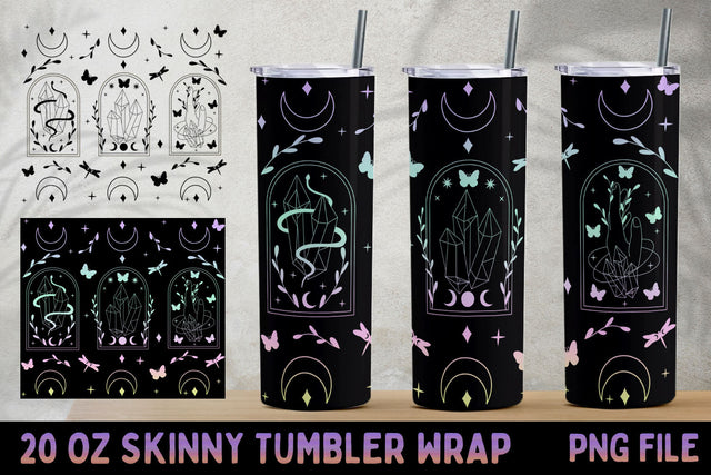 Magic 20 oz skinny tumbler wrap, Celestial and boho sublimation design Sublimation AnastasiyaArtDesign 