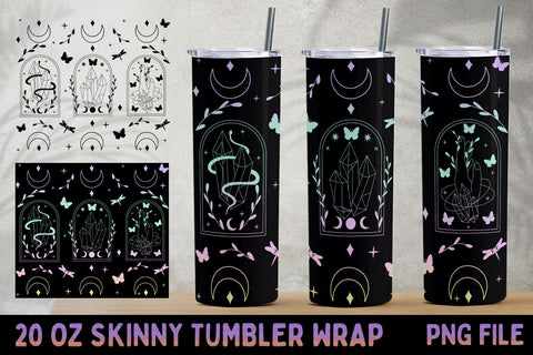 Magic boho tumbler wrap bundle, 20 oz skinny tumbler wrap png Sublimation AnastasiyaArtDesign 