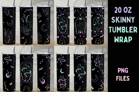 Magic boho tumbler wrap bundle, 20 oz skinny tumbler wrap png Sublimation AnastasiyaArtDesign 