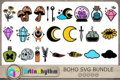 Magic Celestial Svg Bundle, Celestial Svg Cut Files, Crystal Svg, Magic Svg SVG Artinrhythm shop 