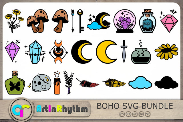 Magic Celestial Svg Bundle, Celestial Svg Cut Files, Crystal Svg, Magic Svg SVG Artinrhythm shop 