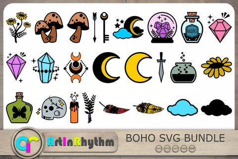 Magic Celestial Svg Bundle, Celestial Svg Cut Files, Crystal Svg, Magic Svg SVG Artinrhythm shop 