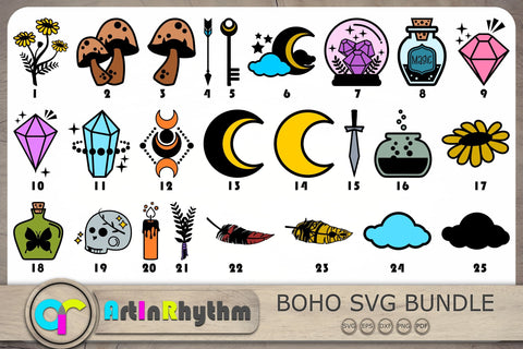 Magic Celestial Svg Bundle, Celestial Svg Cut Files, Crystal Svg, Magic Svg SVG Artinrhythm shop 