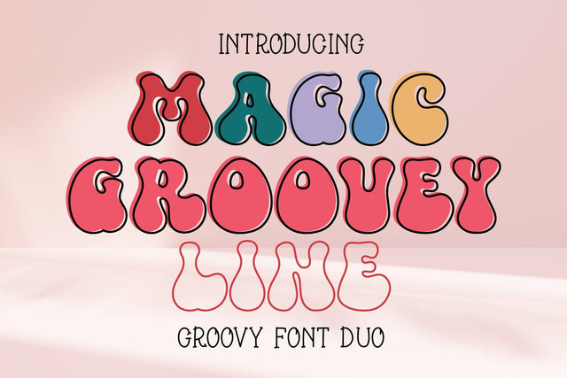 Magic Groovey and Magic Groovey Line Fonts Font Fox7 By Rattana 