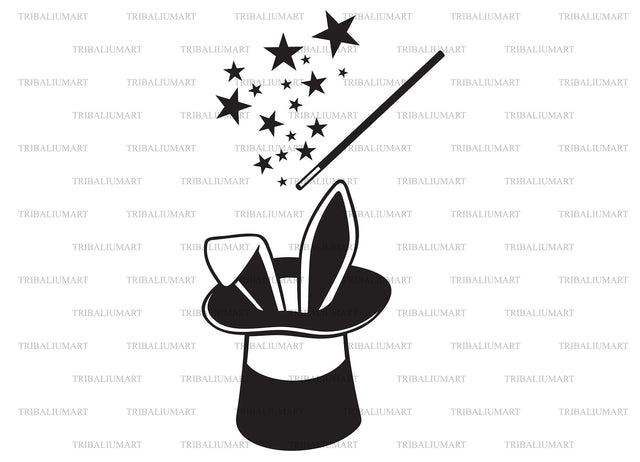 Magic Hat, Wand and Rabbit SVG TribaliumArtSF 