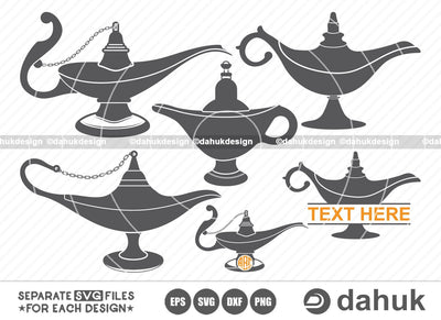 Magic lamp SVG, Magic lamp Silhouette, Aladdin Lamp, Disney Lamp, Oil Lamp, Magic Lamp Clipart, Cut file, for silhouette, svg, eps, dxf, png, clipart cricut design space, vinyl cut files SVG dahukdesign 
