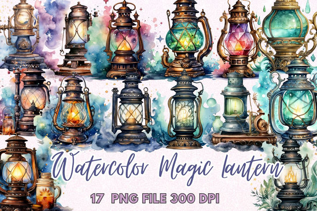 Magic Lantern Watercolor Clipart Sublimation Regulrcrative 