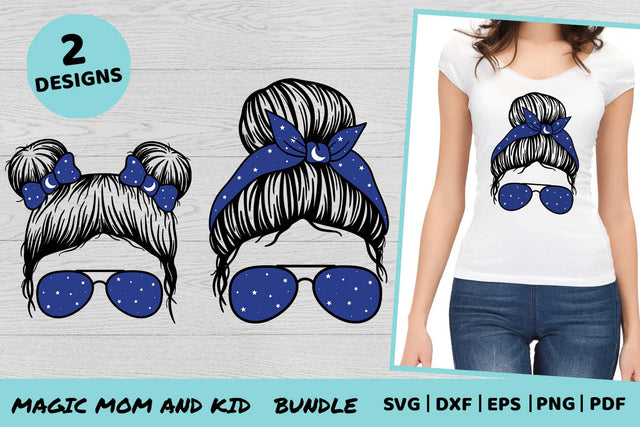 Magic Mom and Kid Svg | Astrology Svg | Messy Bun Svg Bundle SVG Irina Ostapenko 