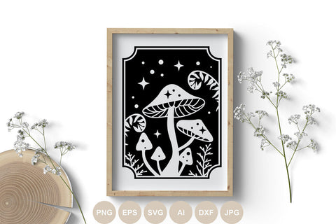 Magic Mushroom Svg, Mushroom Cut file, Celestial Svg, Mystical Svg, Witchy, Botanical, Mushroom Shirt, Floral, Halloween, Thanksgiving, Fall SVG BogeliaVector 