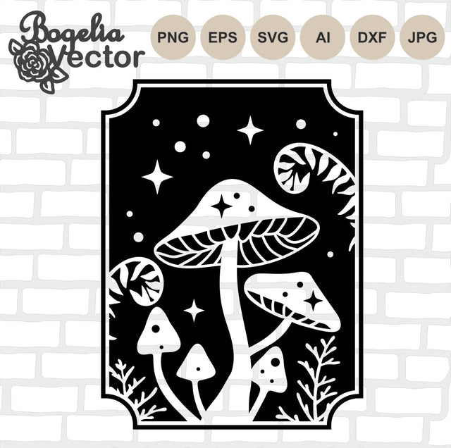 Magic Mushroom Svg, Mushroom Cut file, Celestial Svg, Mystical Svg, Witchy, Botanical, Mushroom Shirt, Floral, Halloween, Thanksgiving, Fall SVG BogeliaVector 