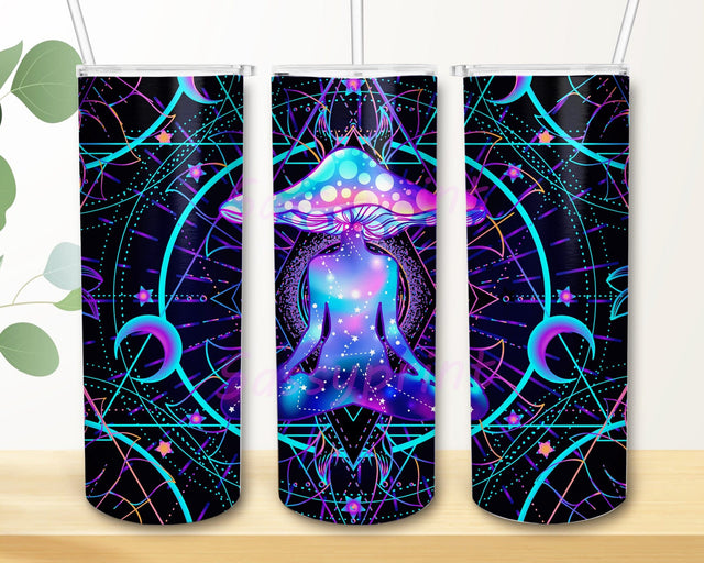 Magic Mushroom Tumbler Design, Psychedelic Hippie Trippie Tumbler Wrap, Neon Mushroom Galaxy 20oz Skinny Tumbler, Mushroom Sublimation Design, Digital Download Sublimation sassyprint 