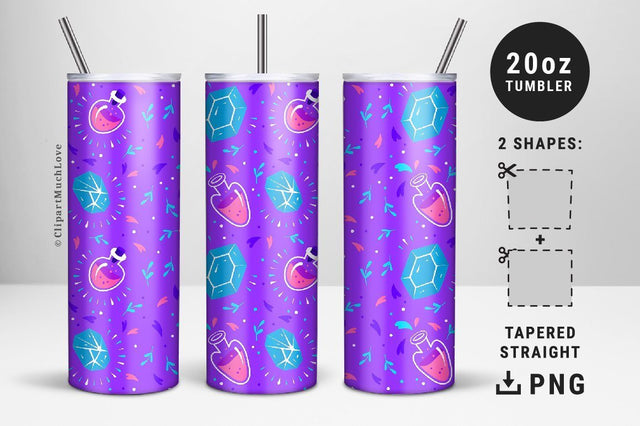 Magic Purple 20oz Skinny Tumbler Sublimation PNG, Full Wrap Skinny Tumbler PNG Sublimation ClipartMuchLove 