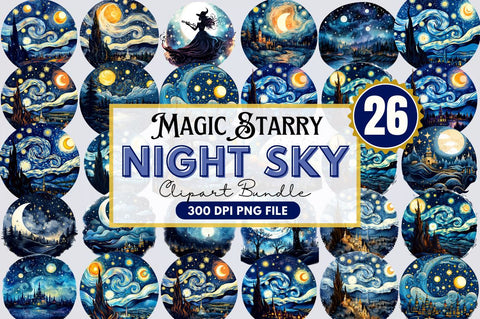 Magic Starry Night Clipart Sublimation Regulrcrative 