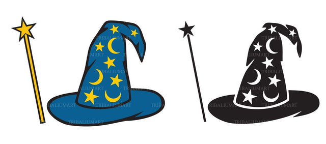 Magic wand and wizard hat SVG TribaliumArtSF 