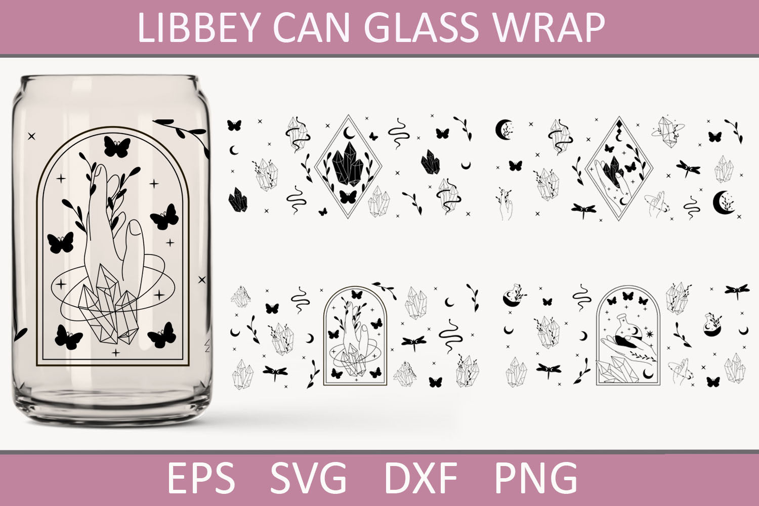 Magical 16oz libbey glass wrap, Celestial beer can glass svg - So