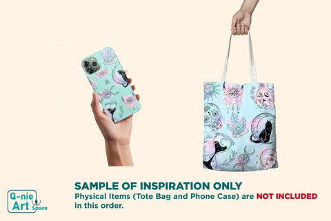 Magical and Celestial Clipart Bundle, Mystical Illustration with Watercolor Texture Sublimation Q-nie Art Space 