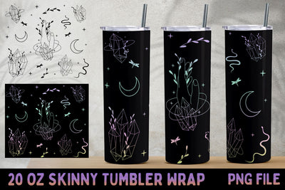 Magical celestial tumbler wrap png, Black 20 oz skinny tumbler sublimation Sublimation AnastasiyaArtDesign 
