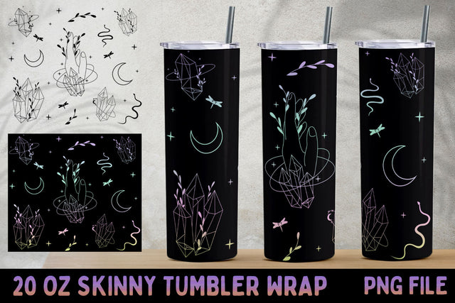 Magical celestial tumbler wrap png, Black 20 oz skinny tumbler sublimation Sublimation AnastasiyaArtDesign 