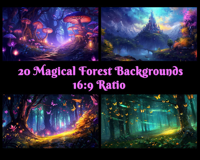 Magical Forest, Enchanted Forest, Castle, Butterflies, JPG Sublimation nikola 