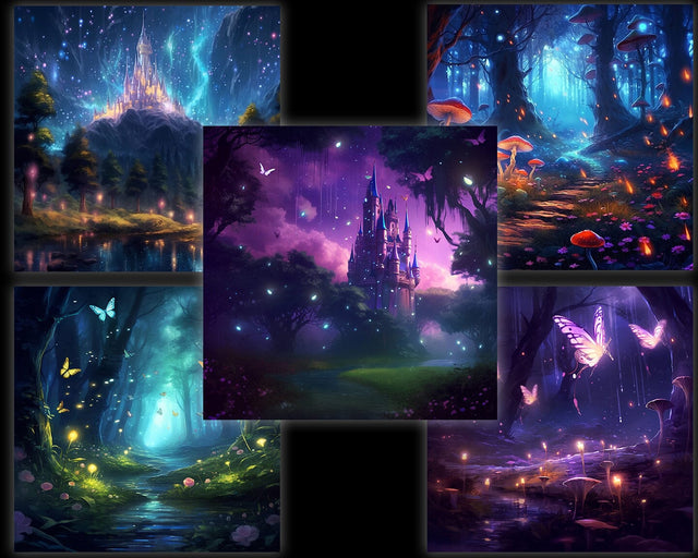 Magical Forest, Enchanted Forest, Castle, Butterflies, JPG Sublimation nikola 