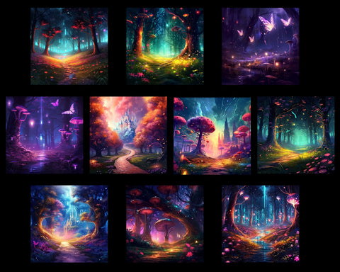 Magical Forest, Enchanted Forest, Castle, Butterflies, JPG Sublimation nikola 