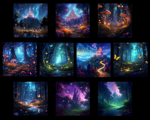 Magical Forest, Enchanted Forest, Castle, Butterflies, JPG Sublimation nikola 