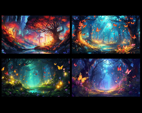 Magical Forest, Enchanted Forest, Castle, Butterflies, JPG Sublimation nikola 