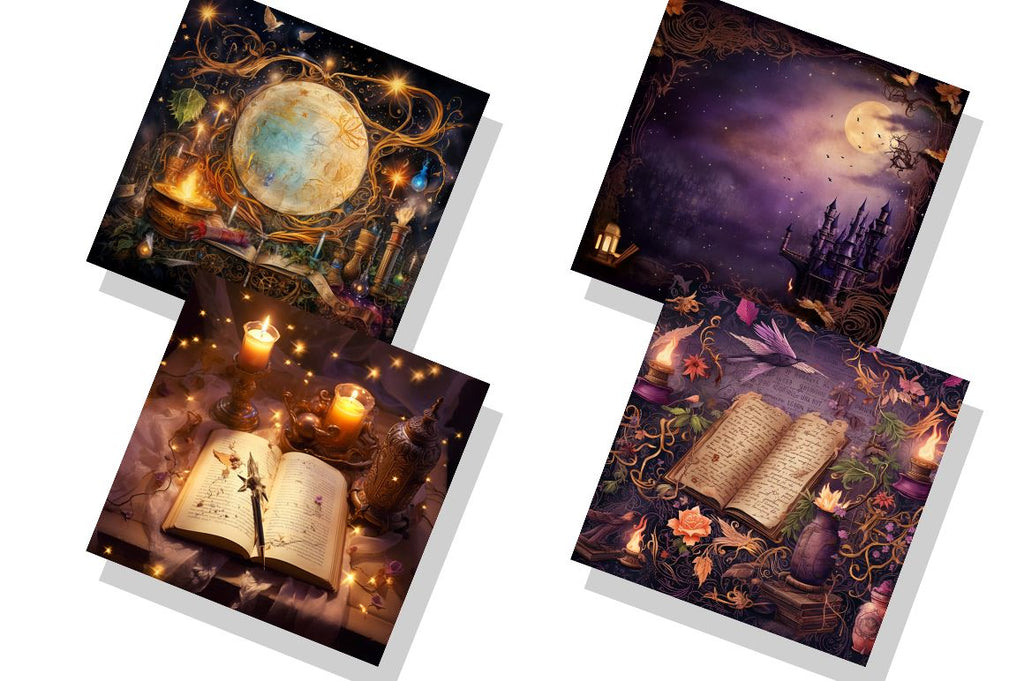 Fall Spell Background Magical Spell Paper background bundle - So Fontsy