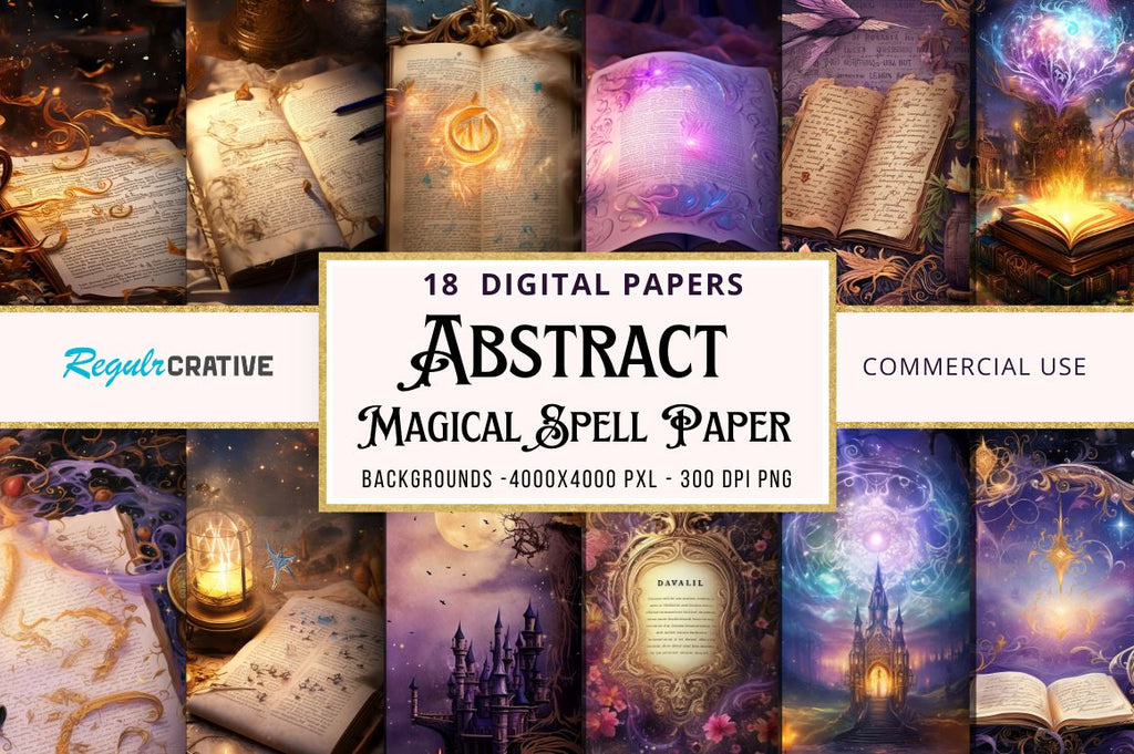 Spelltable Background Magical Spell Paper background bundle - So Fontsy