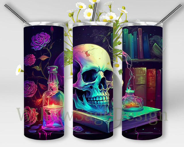 Magical Witchy Potions 20oz Skinny Tumbler Png, Celestial Vibes Tumbler, Skull Celestial Vibes Stained Glass Sublimation, Witchy Design, Skinny Tumbler Designs Sublimation WillowSageDesign 