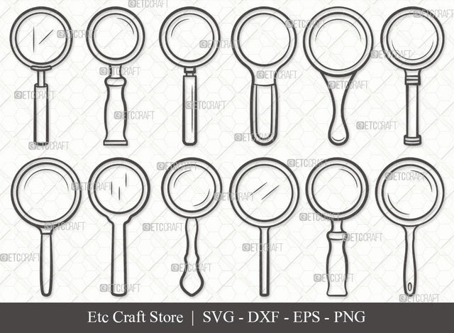 Magnifying Glass Outline SVG Cut File | Magnifying Glass Svg | Magnifier Svg | Detective Glass Svg | Spy Glass Svg | Magnifying Glass Svg Bundle SVG ETC Craft 