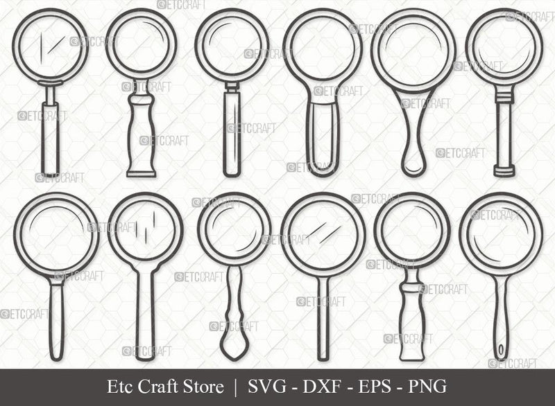 Magnifying Glass Outline SVG Cut File | Magnifying Glass Svg | Magnifier Svg | Detective Glass Svg | Spy Glass Svg | Magnifying Glass Svg Bundle SVG ETC Craft 