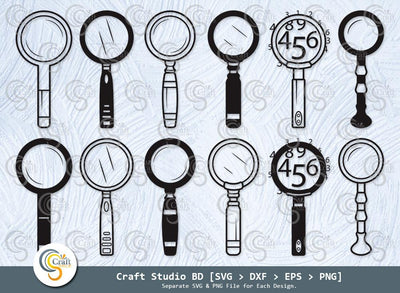 Magnifying Glass Silhouette, Magnifying Glass SVG, Detective Glass Svg, Investigation Glass Svg, Magnifier Svg, Spy Glass Svg, Magnifying Glass Bundle SVG ETC Craft 