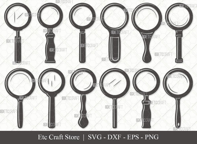 Magnifying Glass Silhouette SVG Cut File | Magnifying Glass Svg | Magnifier Svg | Detective Glass Svg | Spy Glass Svg | Magnifying Glass Svg Bundle SVG ETC Craft 