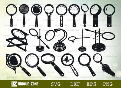 Magnifying Glass SVG Bundle, Investigation Svg, Detective Svg, Search Tool Svg, Spyglass Svg, Magnifying Glass Silhouette, SVG Unique Zone 