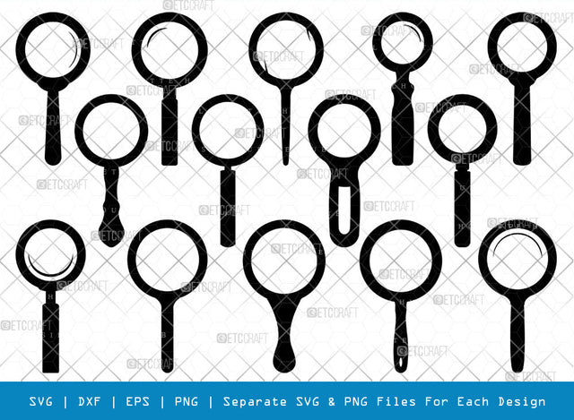 Magnifying Glass SVG, Magnifying Glass Silhouette, Detective Svg, Spyglass Svg, Search Tool Svg, Investigation Svg, Magnifying Glass Bundle SVG ETC Craft 
