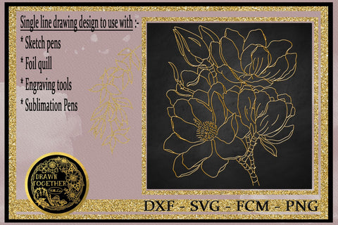 Magnolia 1 - Single line Sketch | Digi Stamp | Illustration | Bundle Sketch DESIGN DrawnTogether with love 